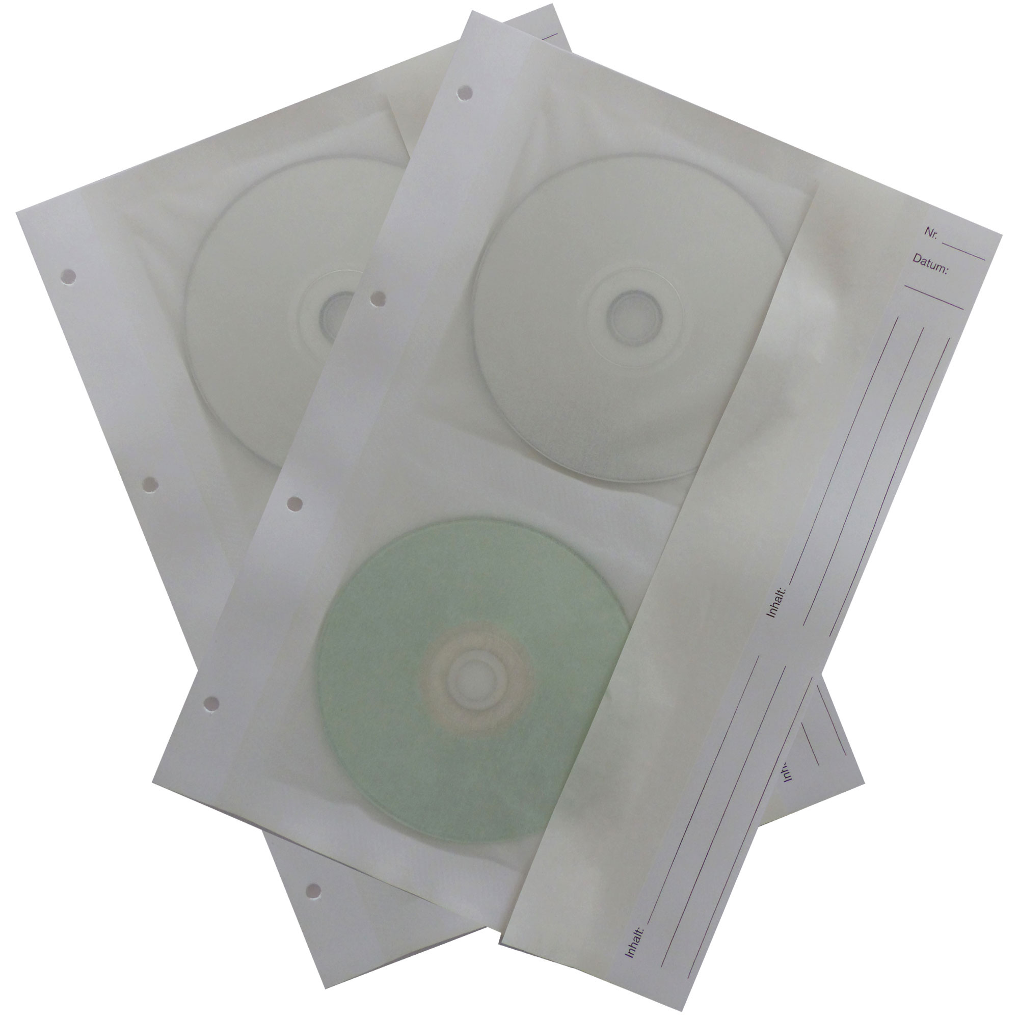 CD-Ablageblätter, Kraftpapier gebleicht120/Pergamin gebleicht 60g, 210 x 297 mm, CD1